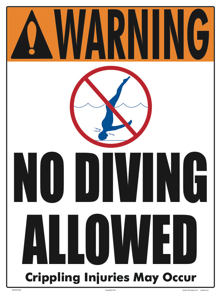 No Diving Allowed Warning Sign (4 Inch Lettering) - 18 x 24 Inches on Heavy-Duty Aluminum