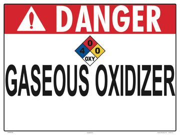 Danger Gaseous Oxidizer Sign - 24 x 18 Inches on Heavy-Duty Aluminum (Customize or Leave Blank)