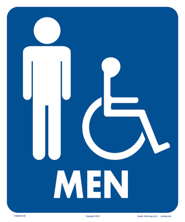 Men/Wheelchair Accessible Sign - 10 x 12 Inches on Heavy-Duty Aluminum