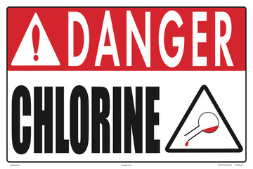 Danger Chlorine Sign - 18 x 12 Inches on Heavy-Duty Aluminum