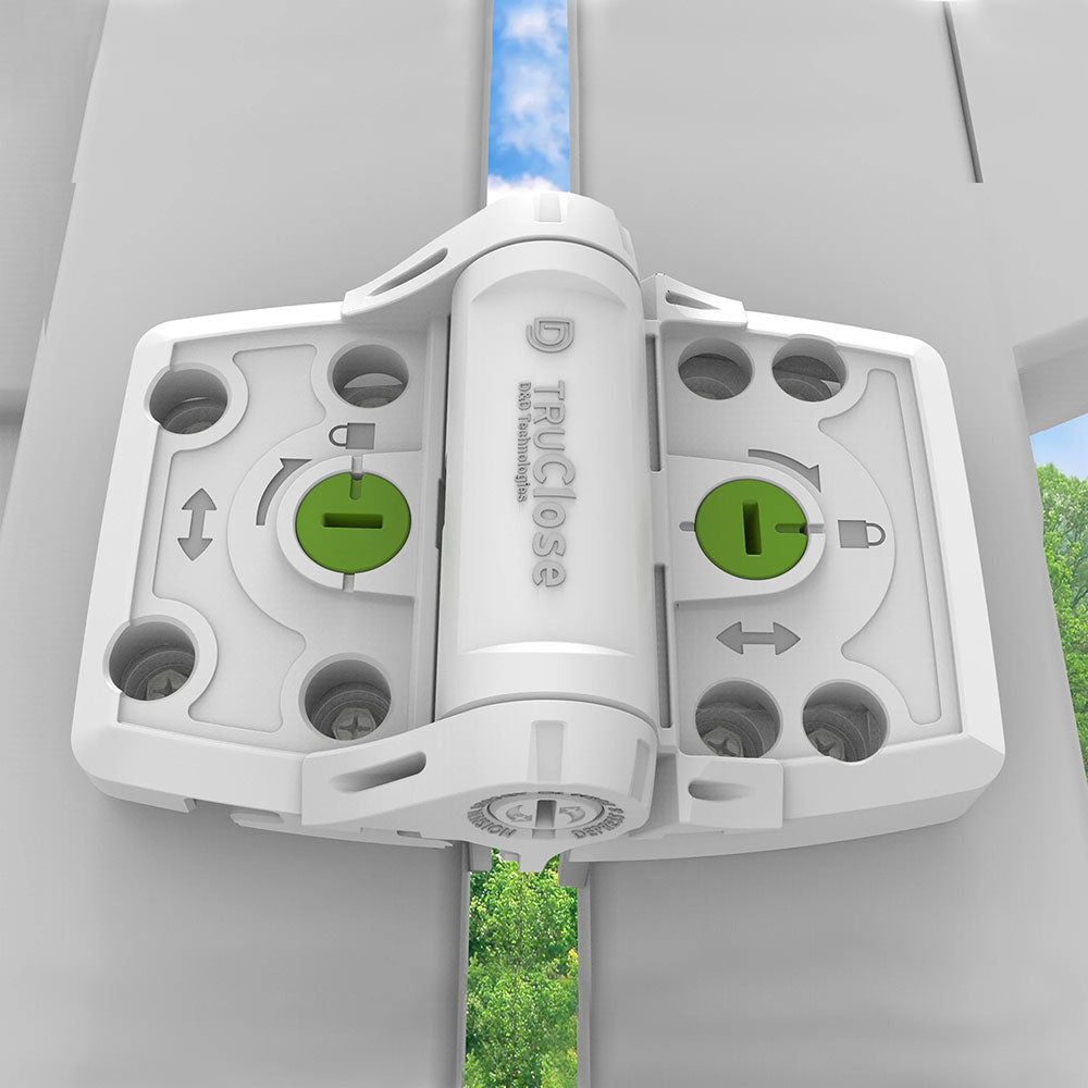 TruClose Heavy-Duty Multi-Adjust Vinyl or Wood Gate Hinges - White - Pair