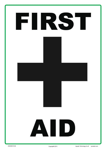 First Aid Sign - 10 x 14 Inches on White Vinyl