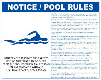 Nevada Pool Rules With Graphic Sign - 30 x 24 Inches on Heavy-Duty Aluminum