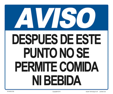 Notice No Food or Drink Sign in Spanish - 12 x 10 Inches on Styrene Plastic