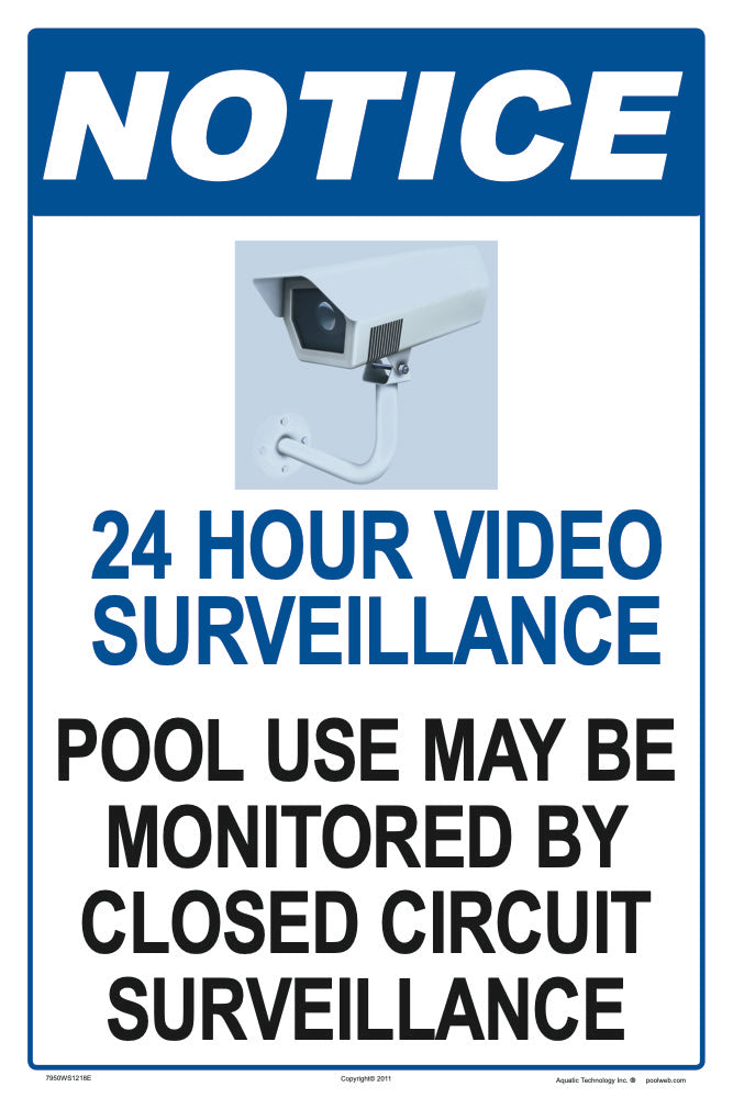 Notice 24 Hour Video Surveillance Sign - 12 x 18 Inches on Heavy-Duty Aluminum