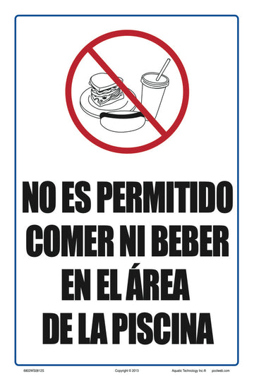 No Food or Beverages Allowed Sign in Spanish - 8 x 12 Inches on Heavy-Duty Aluminum