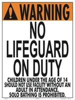 Nevada No Lifeguard Warning Sign (14 Years and Under) - 18 x 24 Inches on Styrene Plastic