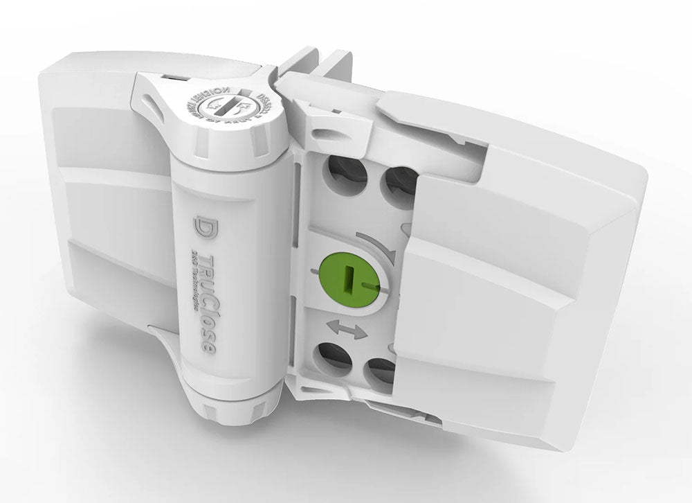 TruClose Heavy-Duty Multi-Adjust Vinyl or Wood Gate Hinges - White - Pair