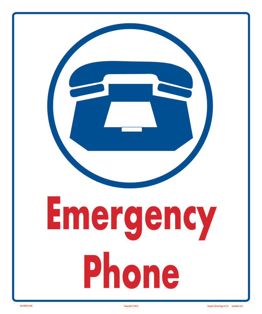 Emergency Phone Symbol Sign - 10 x 12 Inches on Styrene Plastic