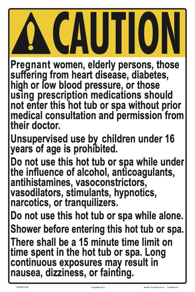 New Jersey Spa Rules Caution Sign - 12 x 18 Inches on Heavy-Duty Aluminum