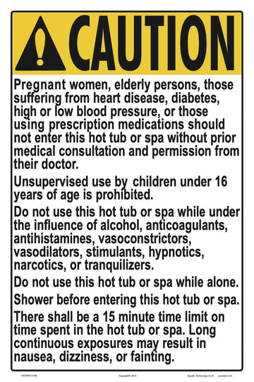 New Jersey Spa Rules Caution Sign - 12 x 18 Inches on Heavy-Duty Aluminum