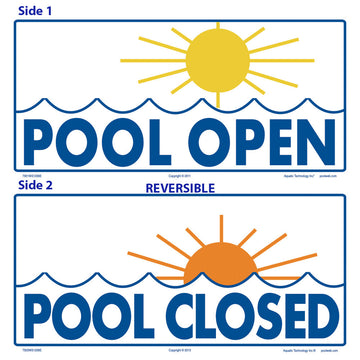 Pool Open/Closed Double-Sided Sign - 12 x 6 Inches on Heavy-Duty Aluminum