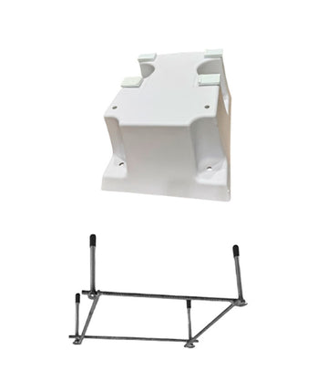 Global 4-Bolt Diving Board Base With Jig for 6- or 8-Foot Board - 12-Inch Pattern - White