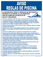 Pool Rules Style C Sign in Spanish - 18 x 24 Inches on Styrene Plastic