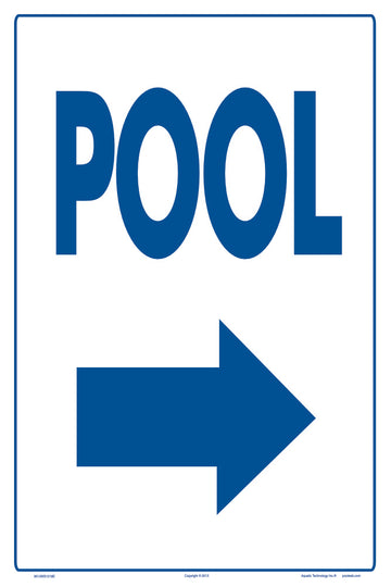Pool Arrow Right Sign - 12 x 18 Inches on Heavy-Duty Aluminum