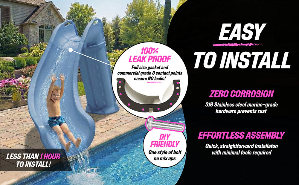 Bad Axe X6 Water Slide Right Turn - 6 Feet - Blue Quartz