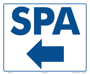 Spa Arrow Left Sign - 12 x 10 Inches on Styrene Plastic
