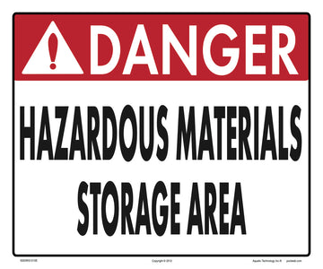 Danger Hazardous Material Storage Sign - 12 x 10 Inches on Styrene Plastic