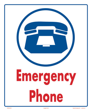 Emergency Phone Symbol Sign - 10 x 12 Inches on Heavy-Duty Aluminum