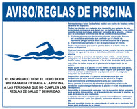 California Pool Rules With Graphic Sign in Spanish - 30 x 24 Inches on Heavy-Duty Aluminum