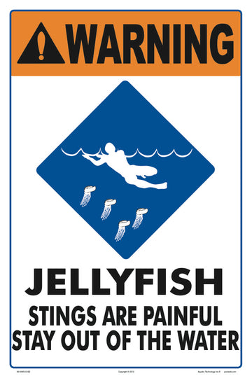 Jellyfish Warning Sign - 12 x 18 Inches on Heavy-Duty Aluminum