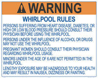 Wisconsin Whirlpool Warning and Rules Sign - 30 x 24 Inches on Styrene Plastic