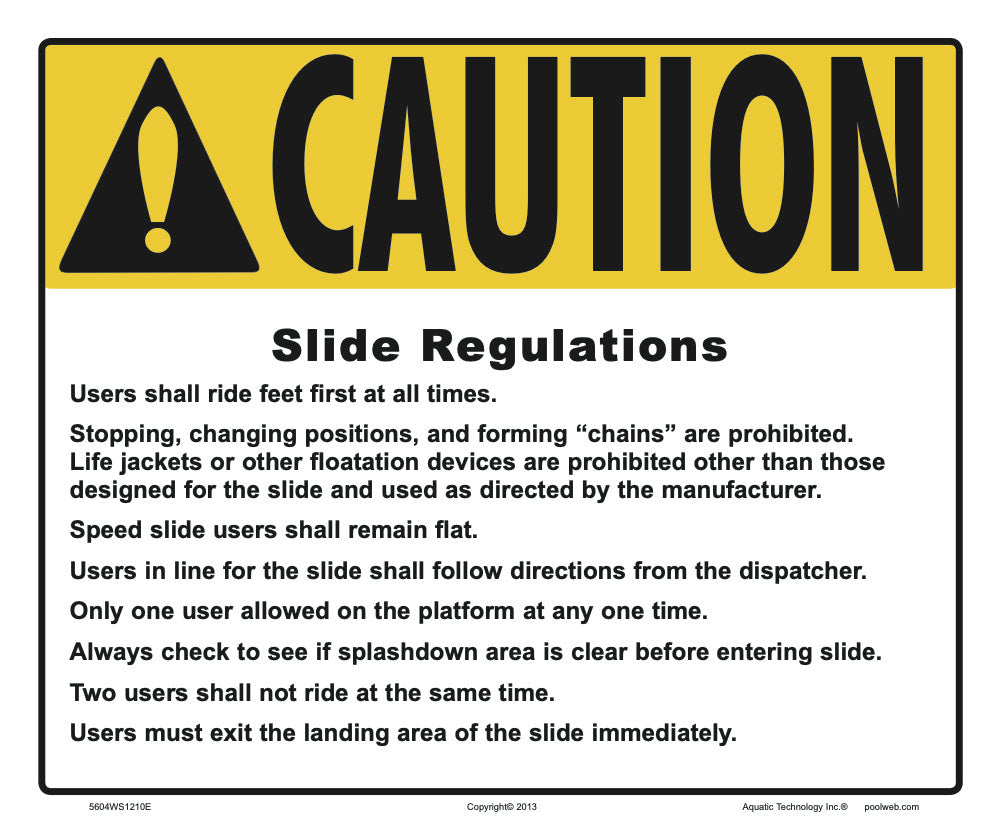 Ohio Slide Regulations Caution Sign - 12 x 10 Inches on Heavy-Duty Aluminum