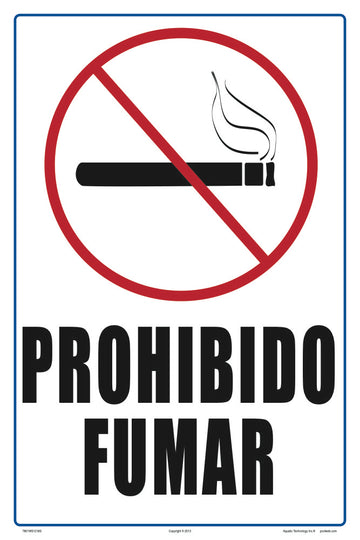No Smoking Sign in Spanish - 12 x 18 Inches on Styrene Plastic