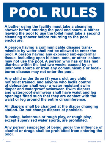 Utah Pool Rules Sign - 18 x 24 Inches on Heavy-Duty Aluminum