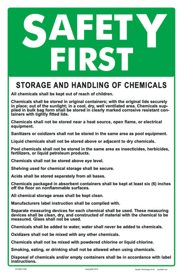 Safety First Storage and Handling Instruction Sign - 12 x 18 Inches on Heavy-Duty Aluminum