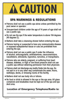 New Hampshire Caution Spa Warnings and Regulations Sign - 12 x 18 Inches on Styrene Plastic (Customize or Leave Blank)