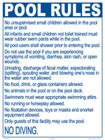 Maine Pool Rules for No Diving Pools Sign - 18 x 24 Inches on Heavy-Duty Aluminum
