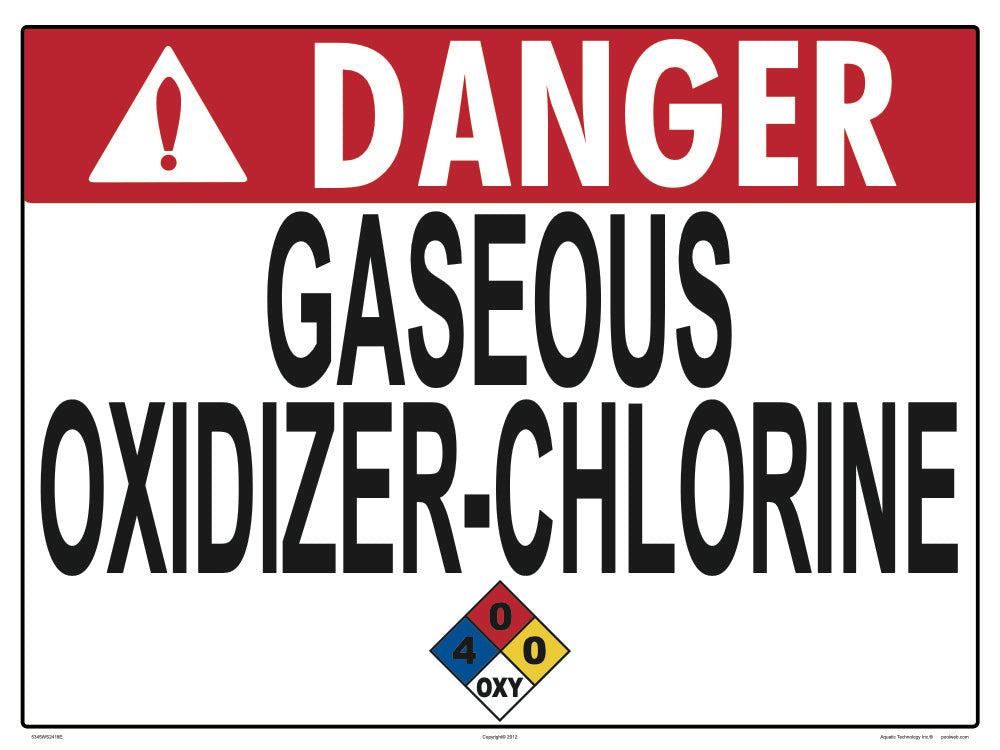 Danger Gaseous Oxidizer-Chlorine Sign - 24 x 18 Inches on Adhesive Vinyl