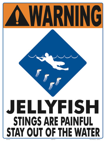 Jellyfish Warning Sign - 18 x 24 Inches on Styrene Plastic