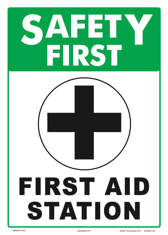 Safety First First Aid Station Aluminum Sign - 10x14 Inch