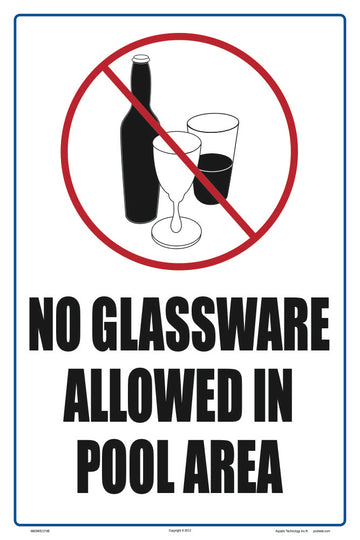 No Glassware Allowed Sign - 12 x 18 Inches on Heavy-Duty Aluminum