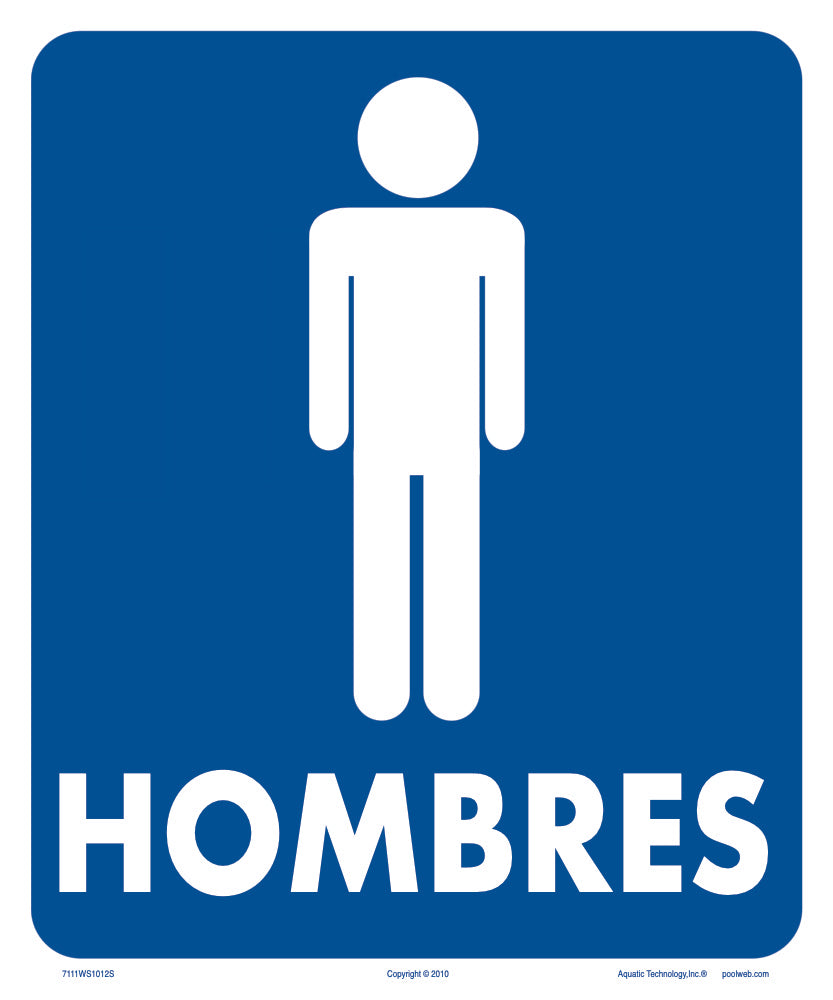 Men With Graphics Sign in Spanish - 10 x 12 Inches on Styrene Plastic