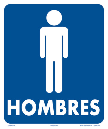 Men With Graphics Sign in Spanish - 10 x 12 Inches on Styrene Plastic