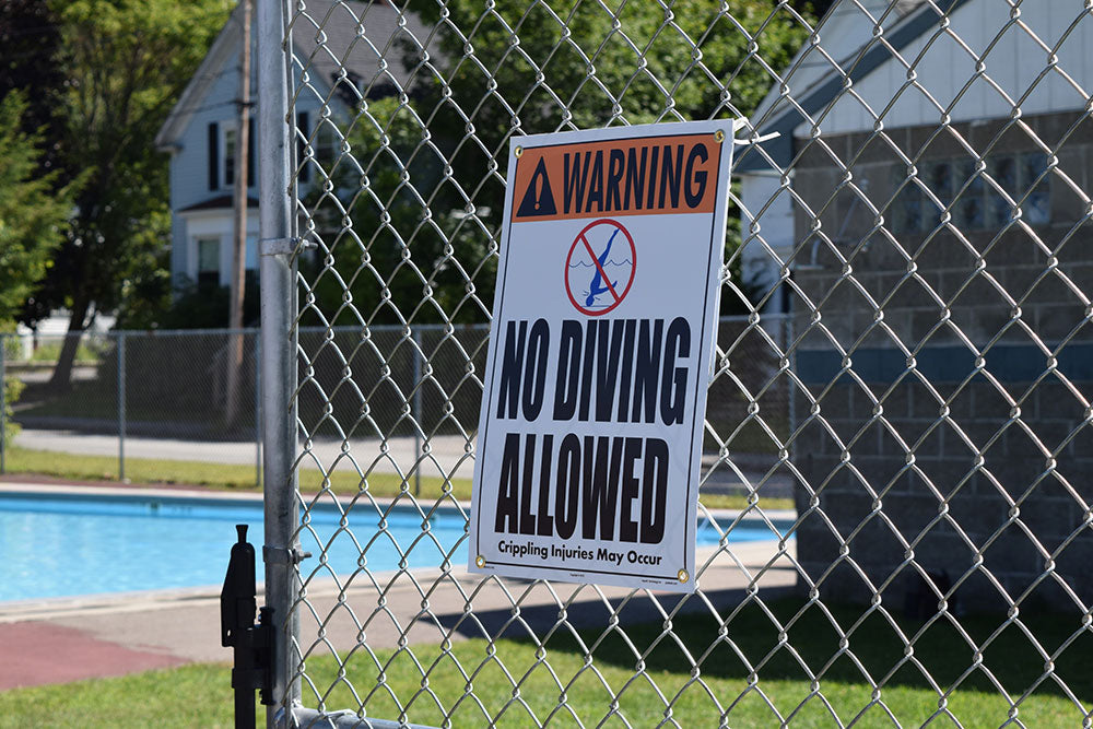 No Diving Allowed Warning Sign (4 Inch Lettering) - 12 x 18 Inches on Styrene Plastic