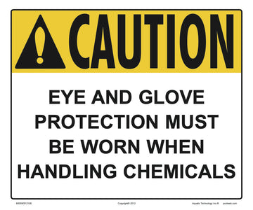 Eye and Glove Protection Required Caution Sign - 12 x 10 Inches on Heavy-Duty Aluminum