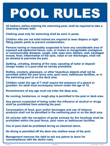 Arkansas Pool Rules Sign - 18 x 24 Inches on Heavy-Duty Aluminum