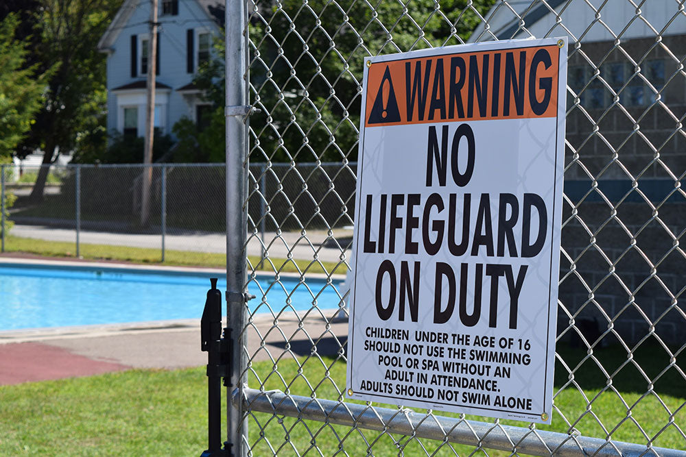 Massachusetts/New York No Lifeguard Warning Sign (16 Years and Under) - 18 x 24 Inches on Styrene Plastic