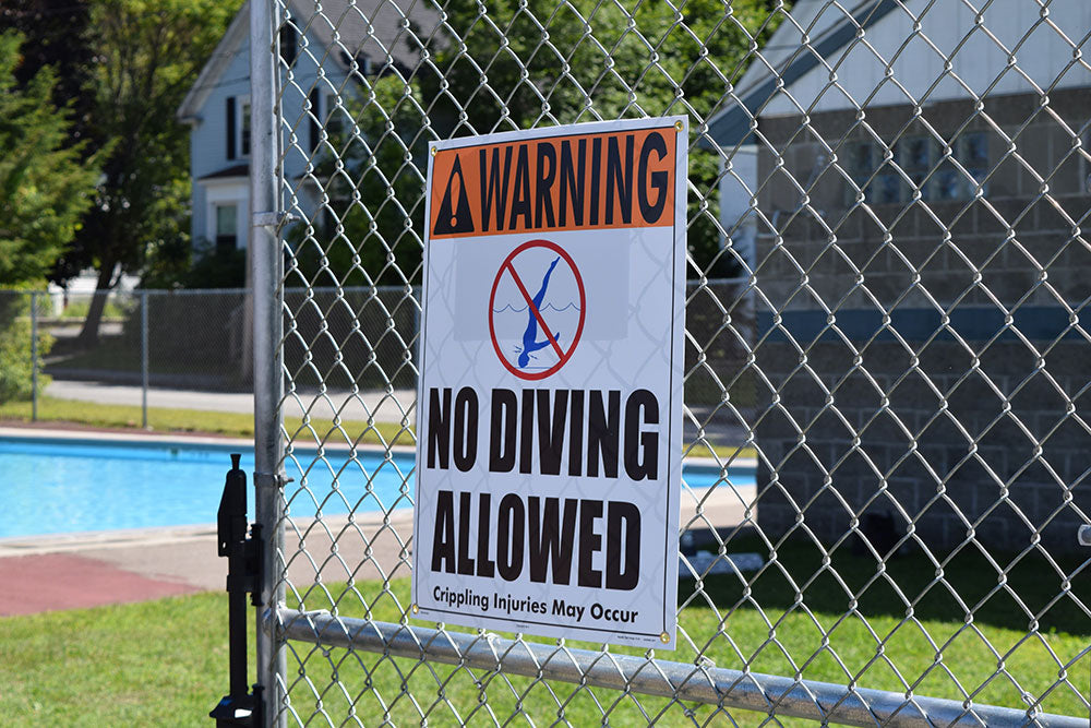 No Diving Allowed Warning Sign (4 Inch Lettering) - 18 x 24 Inches on Styrene Plastic