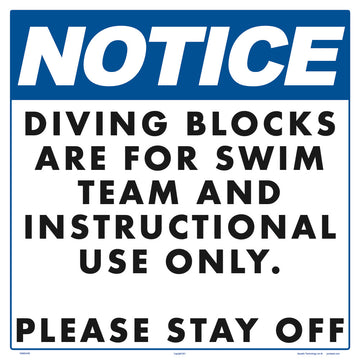 Notice Diving Blocks for Swim Team Sign - 18 x 18 Inches on Heavy-Duty Aluminum