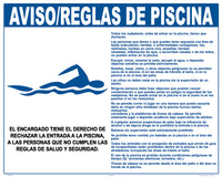 Pool Rules Style B Sign in Spanish - 30 x 24 Inches on Styrene Plastic