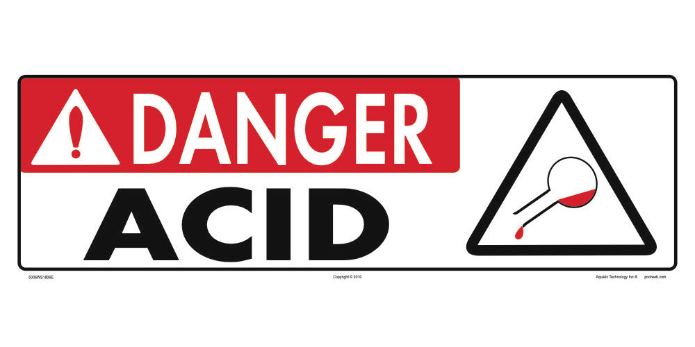 Danger Acid Sign - 18 x 6 Inches on Styrene Plastic