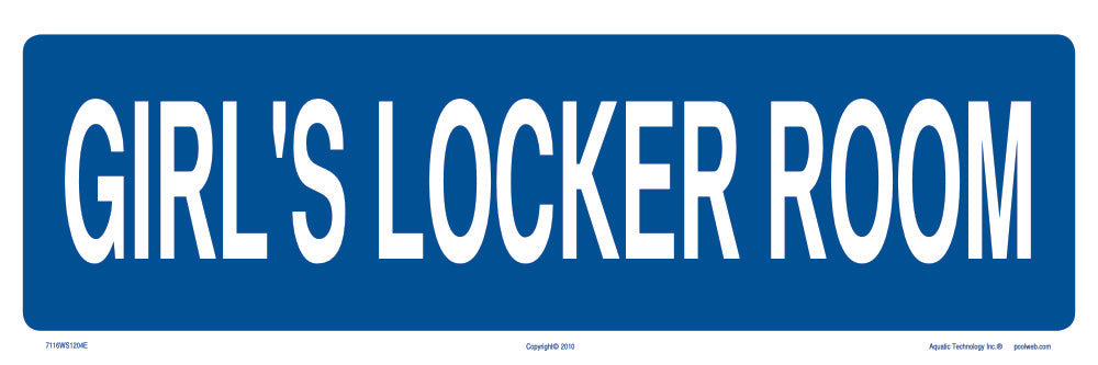 Girl's Locker Room Sign - 12 x 04 Inches on Styrene Plastic