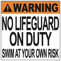 South Carolina No Lifeguard Swim at Your Own Risk Warning Sign - 30 x 30 Inches on Heavy-Duty Dibond Aluminum