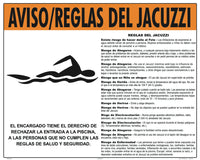 Spa Warnings and Regulations Sign With Graphic in Spanish - 30 x 24 Inches on Heavy-Duty Aluminum