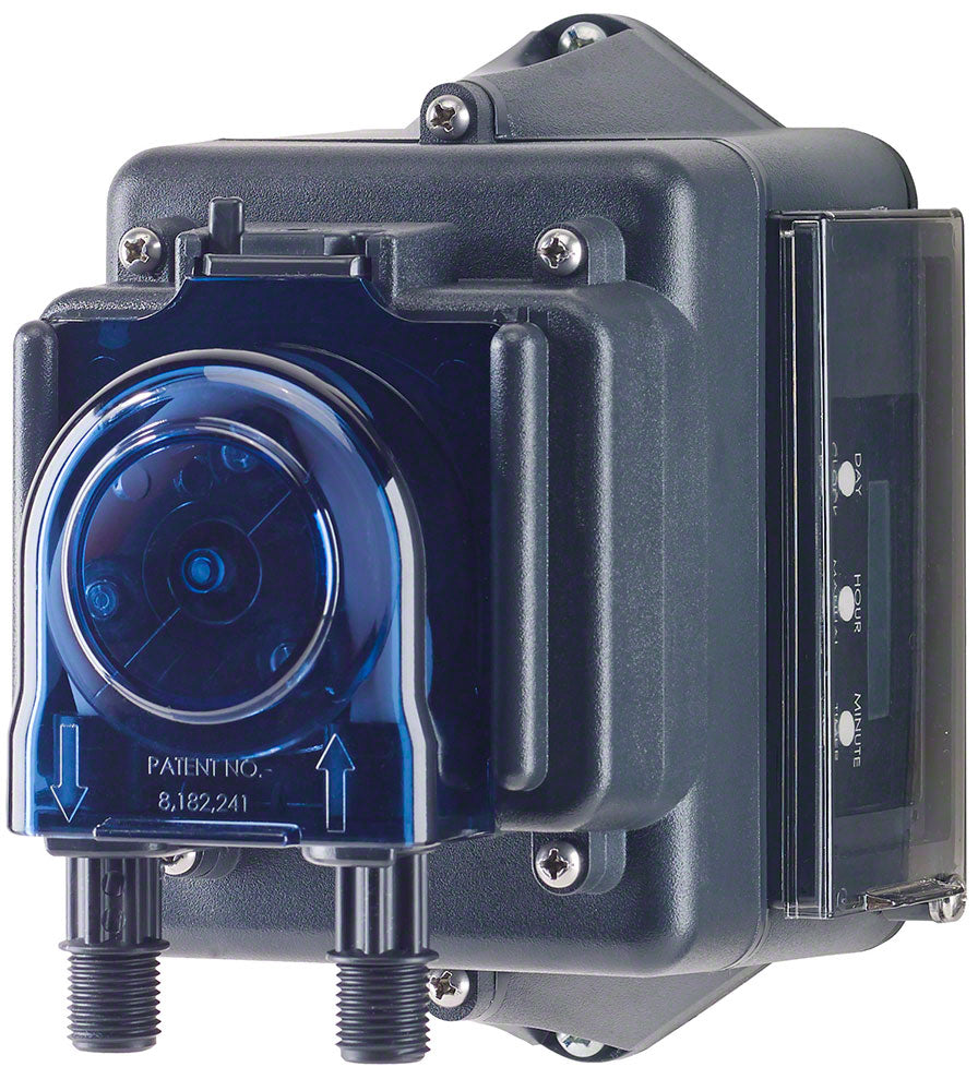 7.5 Gallon Gray Chemical Tank With Econ T Series Pump - 15 GPD 25 PSI 120 Volt 6 Foot Cord - 1/4 Inch UV Black Tubing